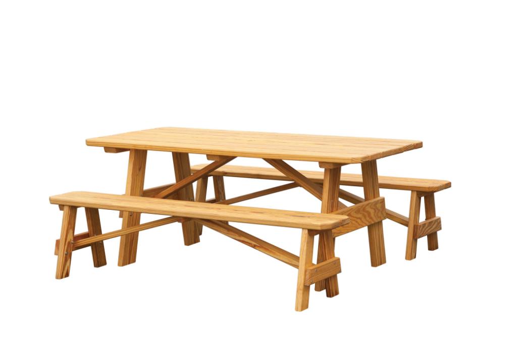 Regular Picnic Table with 2 Benches with no backs Lancaster Barns
